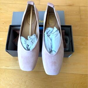 NWT Franco Sarto Pink Suede Ballet Flats with Gold Heel Size 8 (Aimee Flat)
